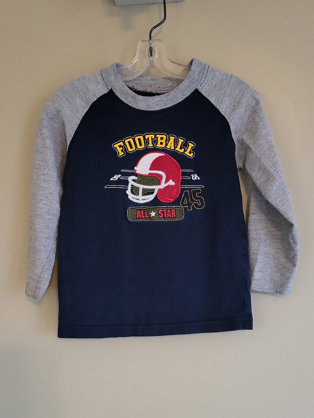 Garanimals navy & grey embrodiered long sleeve football tee shirt